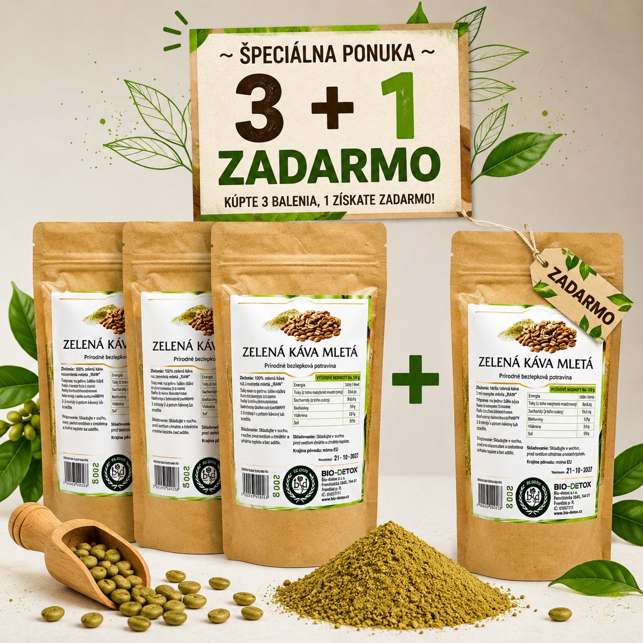 Zelená káva 3 + 1 ZADARMO